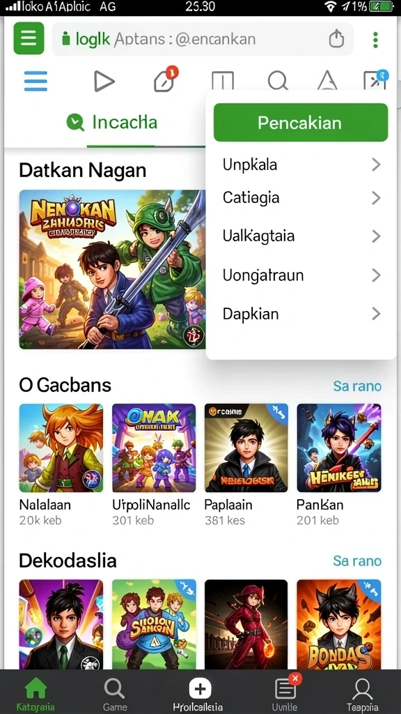 Tampilan awal permainan yang menarik