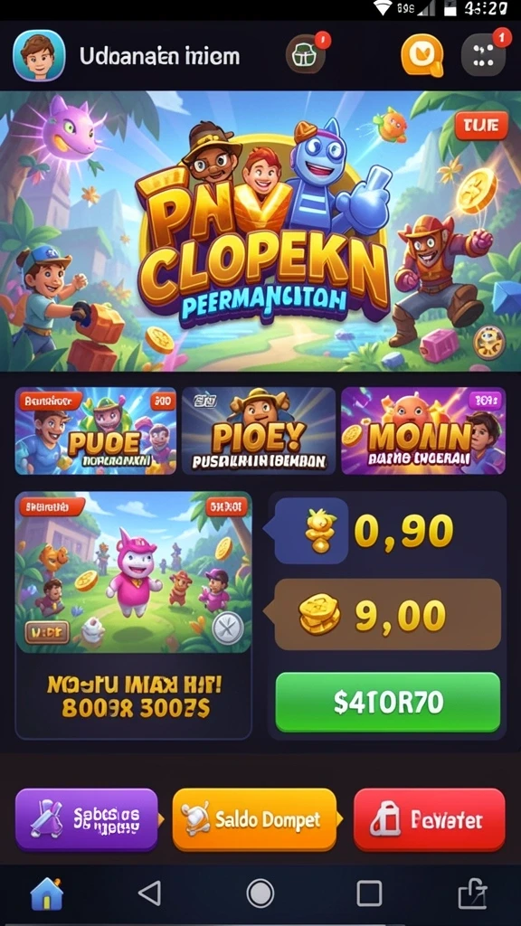 Layar utama dengan pilihan jenis permainan togel.